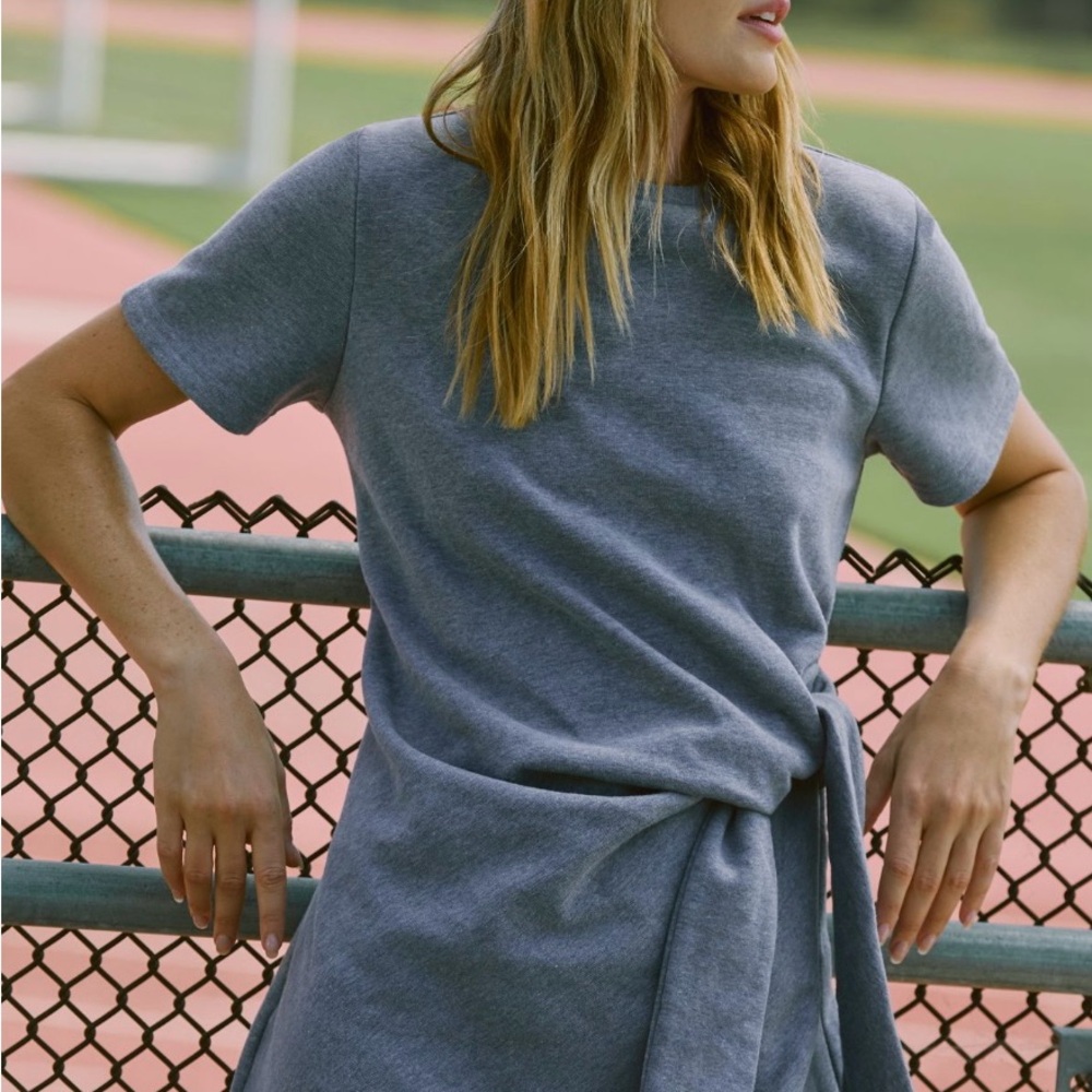 NWOT Daily Practice by Anthropologie Gray Women's Tie-Waist Mini Dress